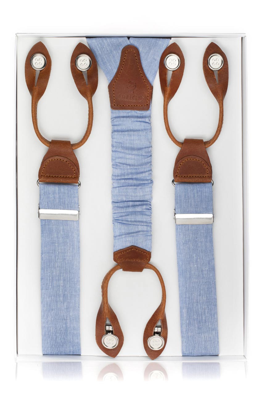 Y-förmige dünne Hosenträger für Männer und Frauen mit Streifen, Blau und  Hellblau
