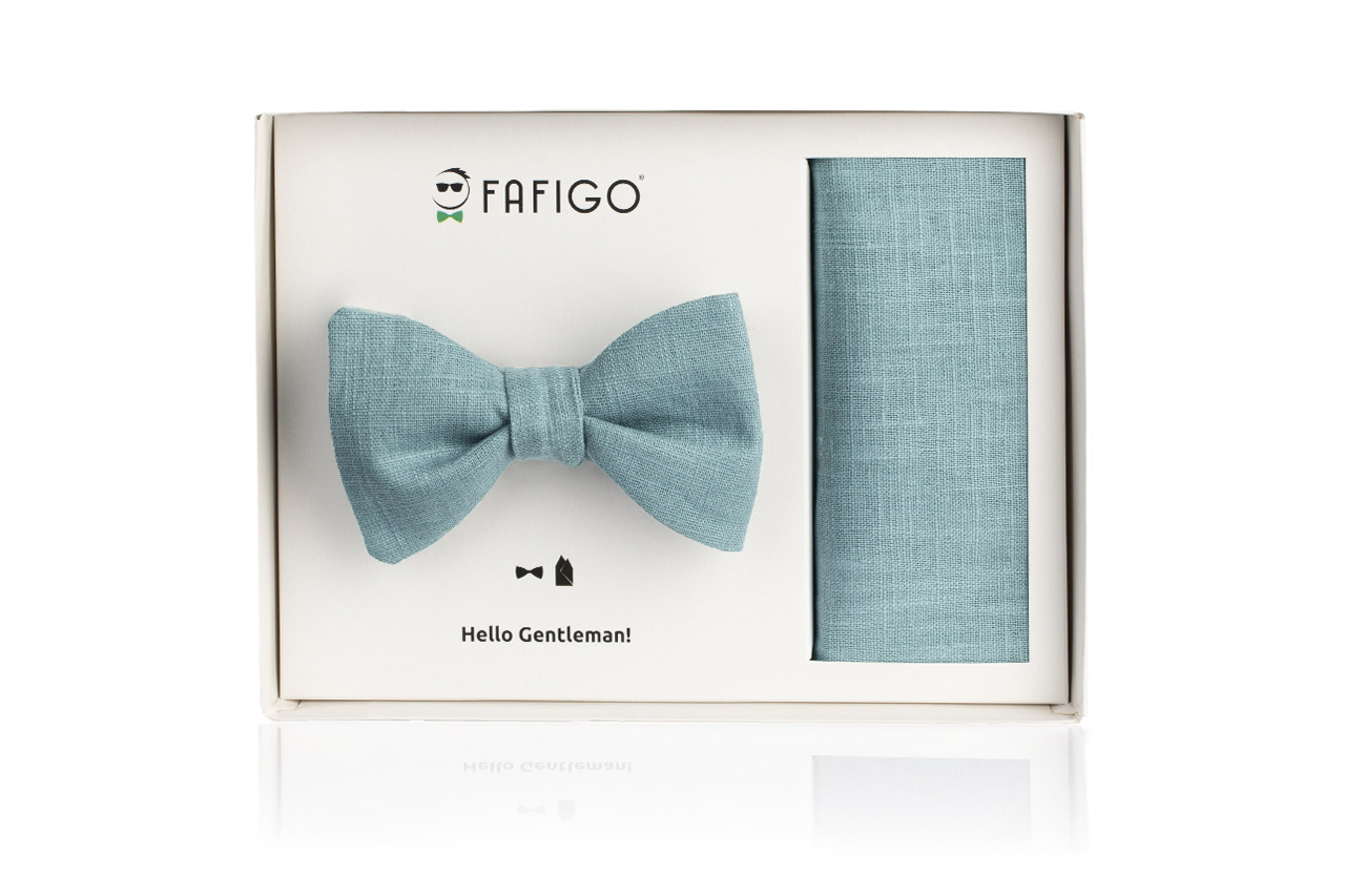 Set in FAFIGO Fliege | Leinen aus Einstecktuch Pastellgrün